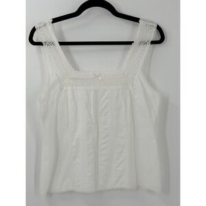 Vtg St Michael Lace Trim tank top Women Sz S (14) Coquette ethereal Cottagecore
